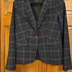 NWOT Plaid Women's Black and Gray Striped Blazer Jacket from The Limited